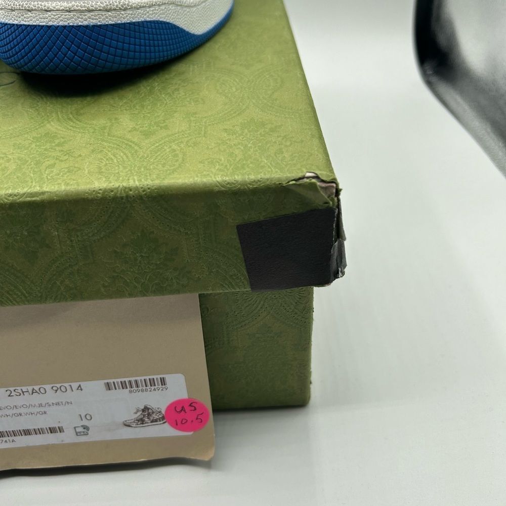 NEW GUCCI MEN CURRENT VEGAN LEATHER HIGH TOP LOGO BASKET SNEAKER SHOES US 10.5 - Picture 10 of 12